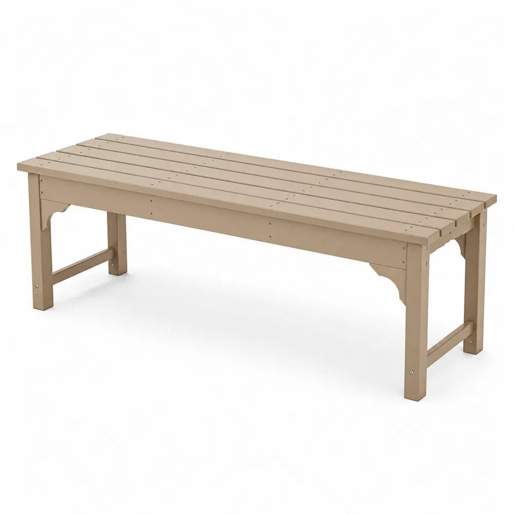 Banc d'extérieur en bois composite teinté beige, 150x45x45 cm