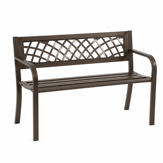 Banc de jardin en métal anthracite avec motif treillis