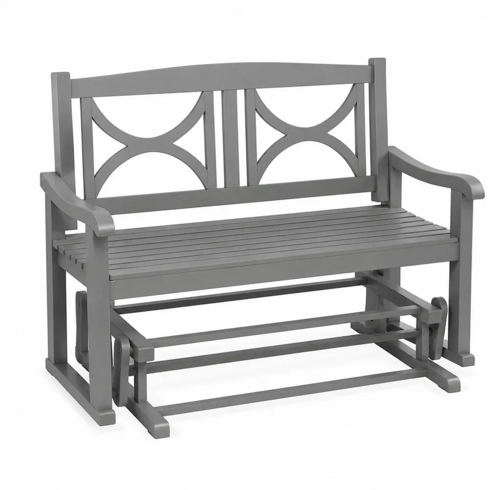 Banc à bascule en bois gris pour extérieur