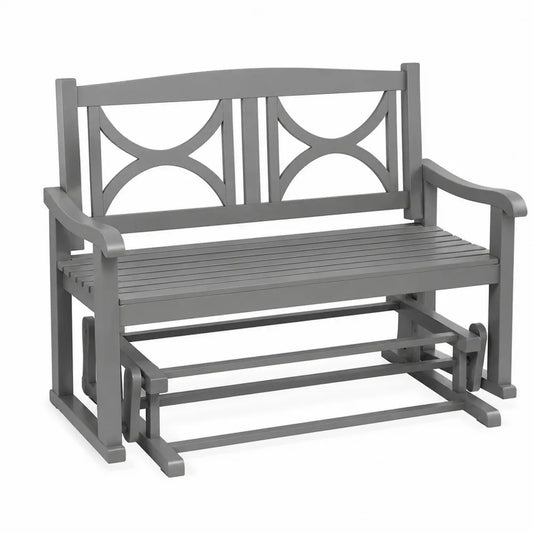 Banc à bascule en bois gris pour extérieur