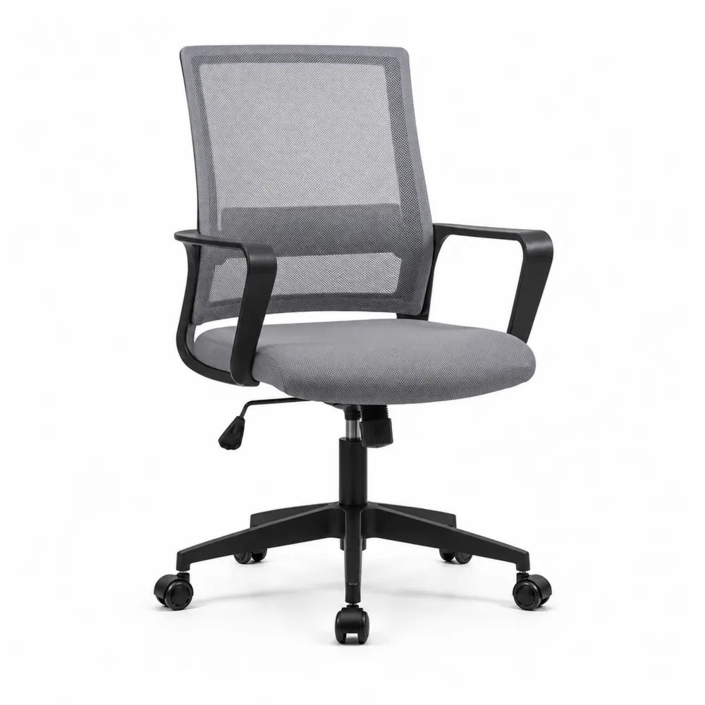 Chaise de bureau en maille polyester grise avec accoudoirs