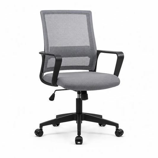 Chaise de bureau en maille polyester grise avec accoudoirs