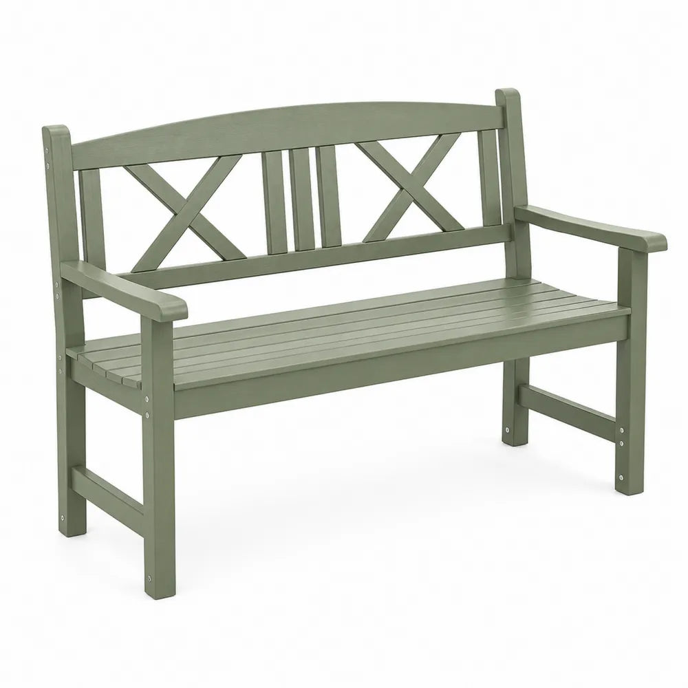 Banc de jardin en bois avec accoudoirs vert 120x60x85 cm