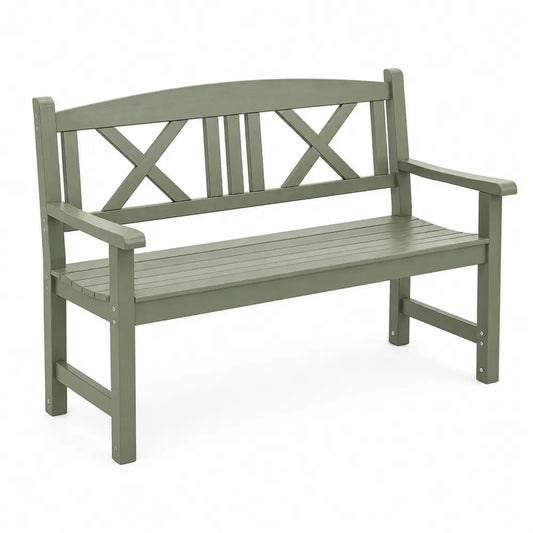 Banc de jardin en bois avec accoudoirs vert 120x60x85 cm
